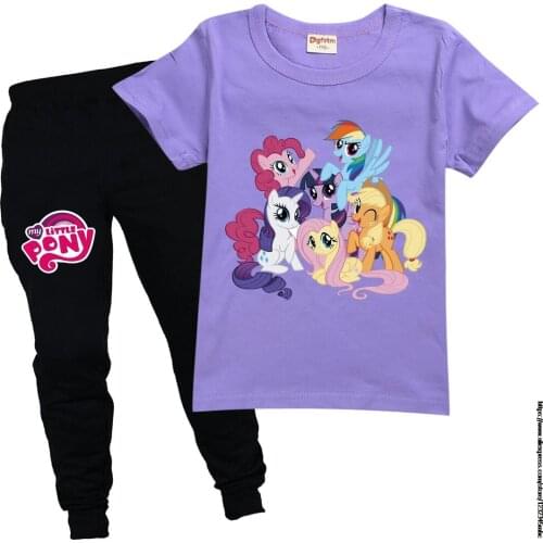 2-15 Years Children Clothing T-shirt + Pants tracksuit girls set Kids My Little Baby girl pony Cartoon Outfits Summer Suits