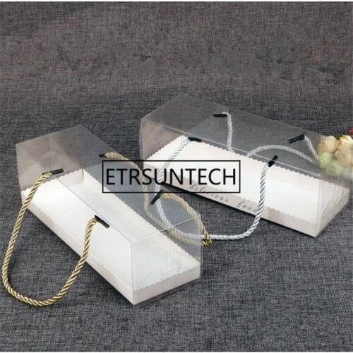 100pcs Clear Cake Boxes Packaging Handle Gift Box Cupcake Box Candy Case Wedding Party Decoration Wholesale
