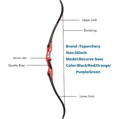 56 Inch Archery Recurve Bow Hunting Bow Outdoor Sports Shooting Practice Bow And Arrow Accessories Right Hand Bow 18-50 Lbs Arch