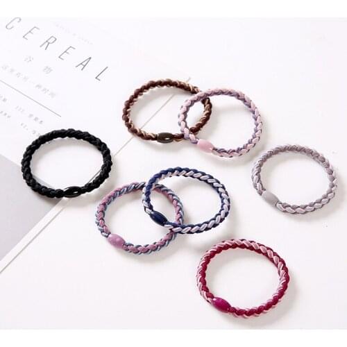 Wholesale 7pcs/pack Women Girls Hair Rope Set Elastic Knitted Colorful Hair Band Handmade Rubber Bands Ponytail