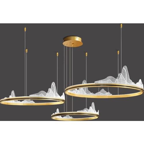 Nordic Light Luxury Acrylic Snow Mountain Three-headed Chandelier Bedroom Living Room Hotel Lobby Modern Creative LED Lighting