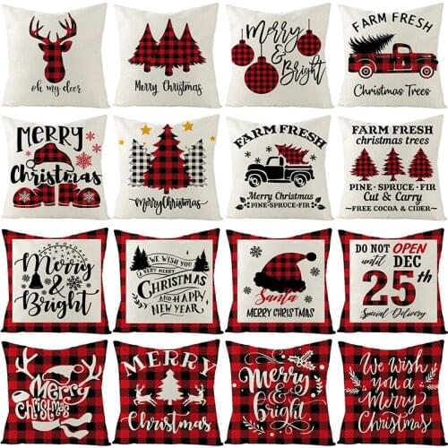 Merry Christmas Cushion Cover Santa Claus Elk Christmas Decoration For Home 2021 Christmas Ornaments Natal Navidad New Year 2022