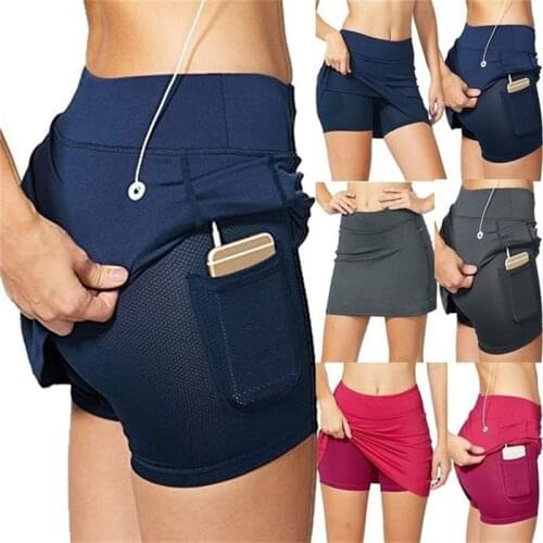 High Waist Yoga Shorts Sports Women Slim Short Skirt Fitness Yoga Short Summer Running Tennis Legging Pocket Workout Gym Shorts