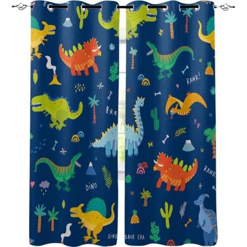 Kitchen Curtains Colorful Cartoon Dinosaur Bedroom Curtains Home Item Window Curtain for Living Room