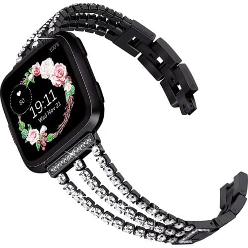 Woman Bands for Fitbit Versa 2 Bracelet with Diamond Replacement Versa Lite Strap Smart Watch Writstband Bling Luxury Watchband