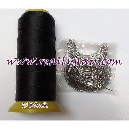 1 Roll Black hair weaving thread/ Nylon Thread and 150pcs weaving needles C type needles 3 types weaving needle as gift