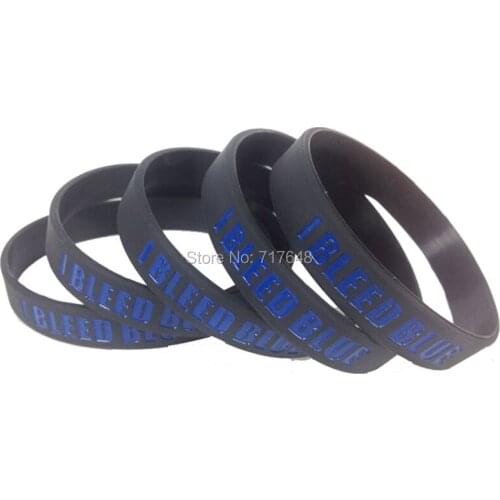 100pcs I Bleed Blue wristband silicone bracelets free shipping by ePacket A