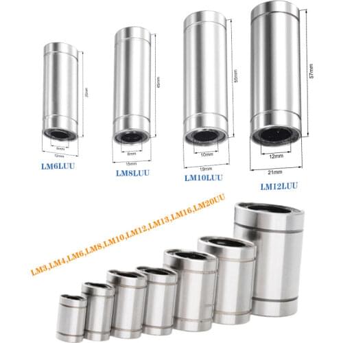 2pcs/lot Linear Bearings LM6LUU LM8LUU LM10LUU LM12LUU 6mm 8mm 10mm High quality Part Bush Bushing 3D Printers Parts