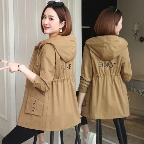2021 Spring Autumn Womens Jackets Long Sleeve Casual Female Jacket Drawstring Windbreaker Loose Hooded Outwear Large Size 4XL