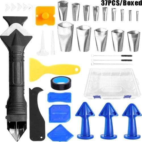 3 in 1 Plastic Scraper Metal Squeegees Silicone Sealant Remover Tool Kit Wall Window Cleaning Tools Caulking Mold Removal