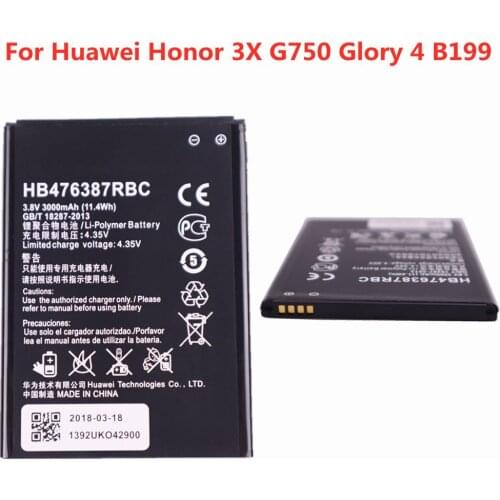 3000mAh HB476387RBC For Huawei Honor 3X G750 Glory 4 B199 G750-U10 G750-T01 G750-T00 G750-C00 G750-U00 Battery