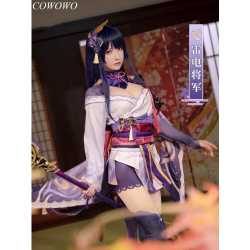 Anime! Genshin Impact Raiden Shogun Game Suit Elegant Uniform Cosplay Costume Halloween Party Role Paly Clothing Women 2021 NEW