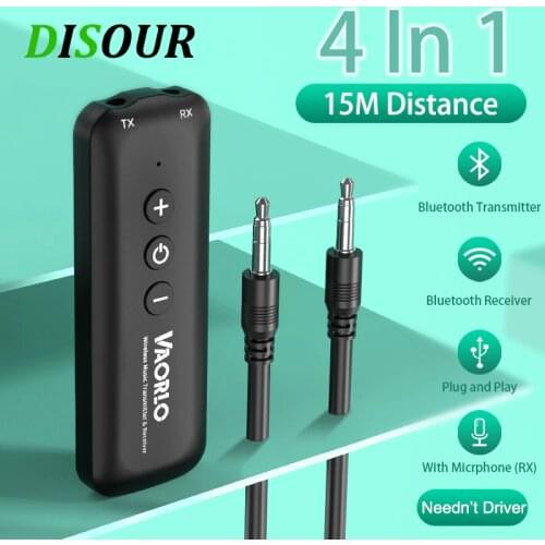 4-IN-1 Bluetooth 5.0 Audio Receiver Transmitter AUX RCA 3.5MM USB Jack Stereo Wireless Adapters Dongle With Mic For Car TV PC