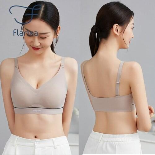 Flarixa Seamless Latex Bra Womens Push Up Without Bones Gather Sleep Shockproof Yoga Sling Sports Underwear Women Backless Vest