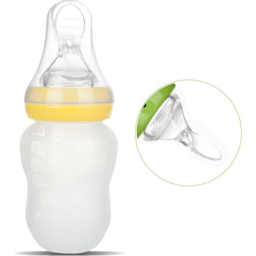 Infant Silica Gel Feeding Bottle With Spoon Newborn Baby Kids Food Supplement Rice Cereal Bottles and Milk bottle 2 Use In 1