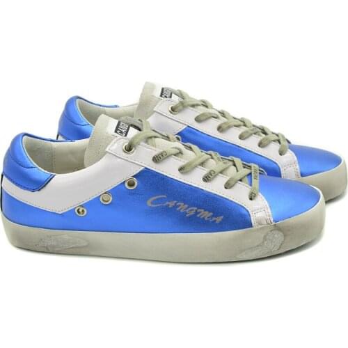 CANGMA Luxury Brand Designer Blue Shoes Men Leather Genuine Casual Platform Sneakers Shoes Adult Valentin Shoes