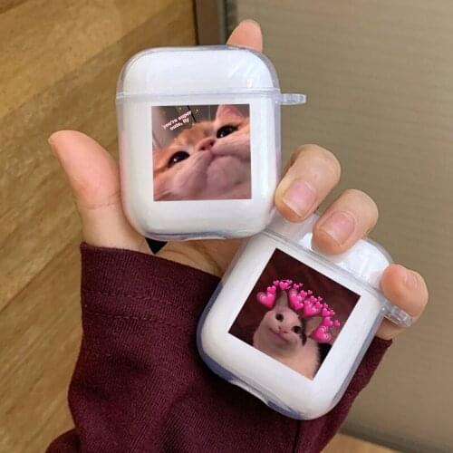 Cute Cat Animal Pattern Earphone Case Cover For Airpods 2 1 Pink Heart Soft TPU Clear Wirless Bluetooth Headphone Protect Box