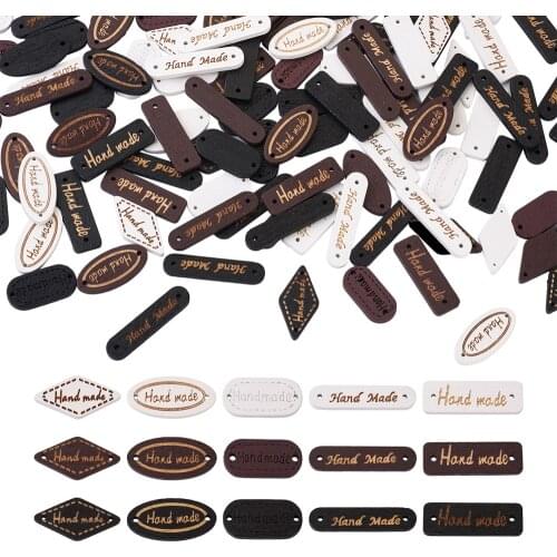300pcs Word Handmade Wooden Tags Label Buttons with 2 Hole Schima Superba Wood Links for Sewing Accessories DIY Crafts 15 Styles