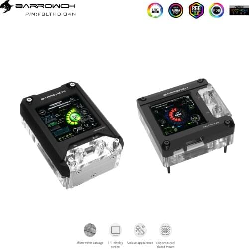 Barrowch AMD INTEL CPU Water Block display high resolution Use for PC CPU hardware detection Liquid Cooling Cooler FBLTHDA-04N