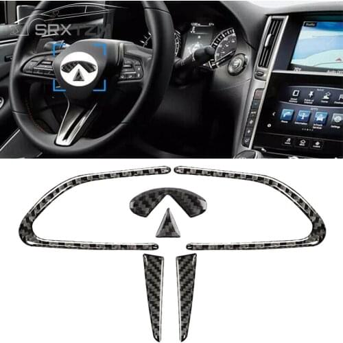 For Infiniti Q50 Q60 2013 2014 2015 2016 2017 2018 2019 Car Interior Carbon Fiber Car Steering Wheel Cover Sticker RHD LHD