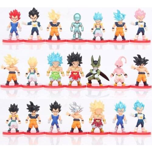 21pcs Dragon Ball Q Version Anime Action Figure Monkey King Vegeta Son Goku Frieza Toy Model Vegeta Doll Gift Xmas Halloween