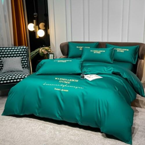 Embroidered Lorca Cotton Bedding Set With Solid Color Sheets, Duvet Cover And Mattress Cover