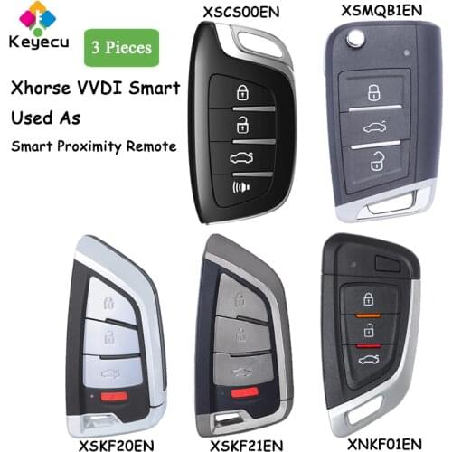 KEYECU 5PCS XHORSE Knife Style VVDI Universal Smart Prox Remote Key With 4 Buttons for VVDI Key Tool VVDI2, XSKF21EN XSKF20EN