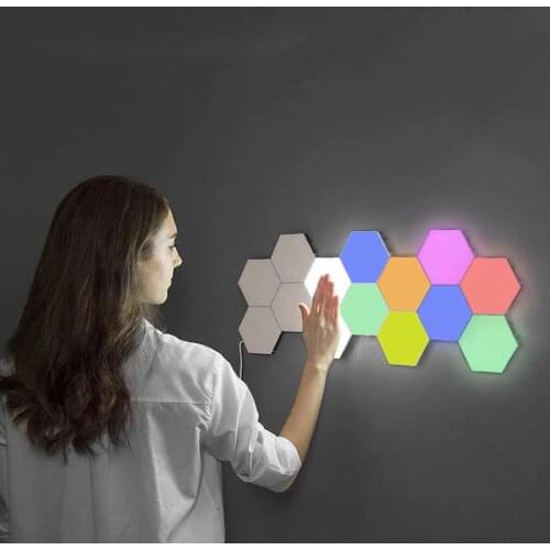 Creative Quantum Lamp LED Night Light Hexagonal Lamps Modular Touch Sensitive Lighting Magnetic Hexagons Decoration Wall Lampara