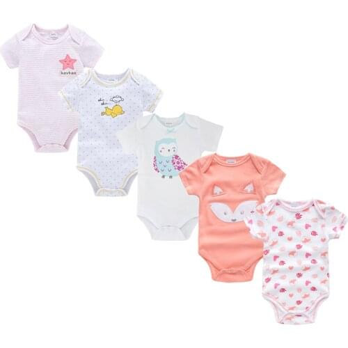Summer 5Pcs/Set Newborn Baby Girl Boy Bodysuits Ropa de bebes Cotton Breathable Baby Clothing Short Sleeve Body bebe Pijamas