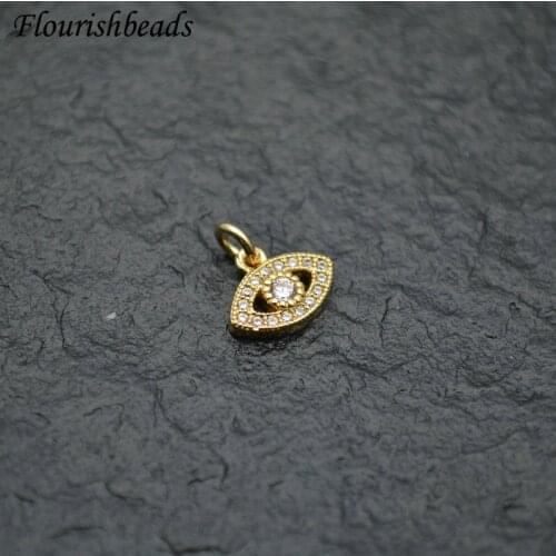 Cute Mini Eye Shape Metal Pendant Pave Zircon Beads DIY Parts Jewelry Makings Chic Accessories Fit Necklace Choker 20pcs