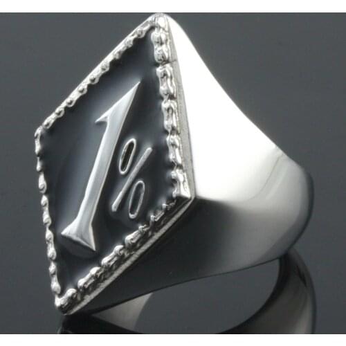 Punk Style Geometric Prismatic Stainless Steel Ring 1% Sign Hip Hop Finger Ring For Men Jewelry Fashion