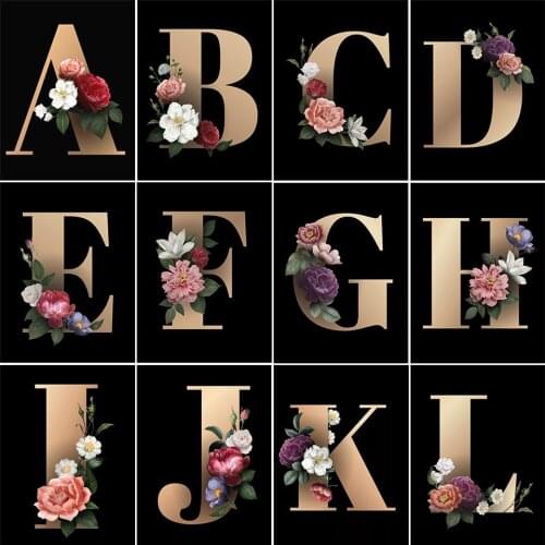 5D DIY Diamond Painting Letter Flowers Cross Stitch Kit Embroidery full Diamond Mosaic Art Picture of Rhinestones Wall Decor