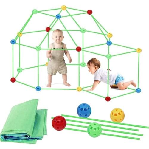 Fortress Building Kit Construction Fort Set Tent Building Kit DIY Toys Construction Tent Toys for Boys and Girls Birthday Gift