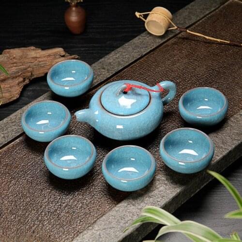 Ceramic Ice Crack Kung Fu Tea Set Home Tea Cup Teapot Set Office