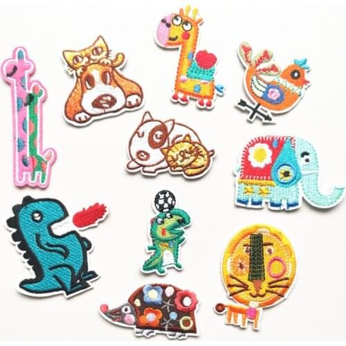 50pcs/Lot Embroidery Patches Letters Clothing Decoration Accessories Animal Elephant Dinosaur Diy Iron Heat Transfer Applique