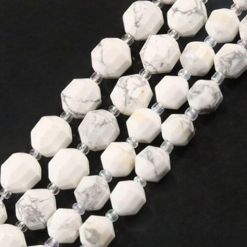 Wholesale Howlite Beads Natural Stone Bedas for Jewelry Making Loose Spacer Faceted Sharp Beads DIY Necklace Bracelet 15inch