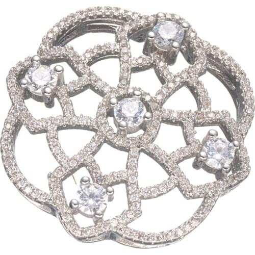 Supplies For Jewelry Embellishments Findings Micro Pave Zircon Crystal Flower Connectors For Necklace Parts Pearl Fittings