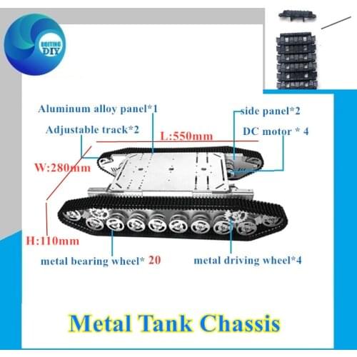 RC Metal Tank Chassis 4wd Robot Crawler Creeper Track Chain Car Vehicle Mobile Platform Tractor DIY Toy Kit Heavy Load T800