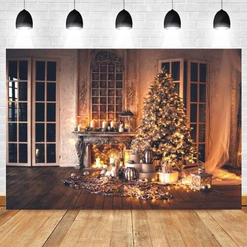 Yeele Christmas Backdrop Photocall Interior Glitter Tree Fireplace Party Decor Photography Photographic Background Photo Studio