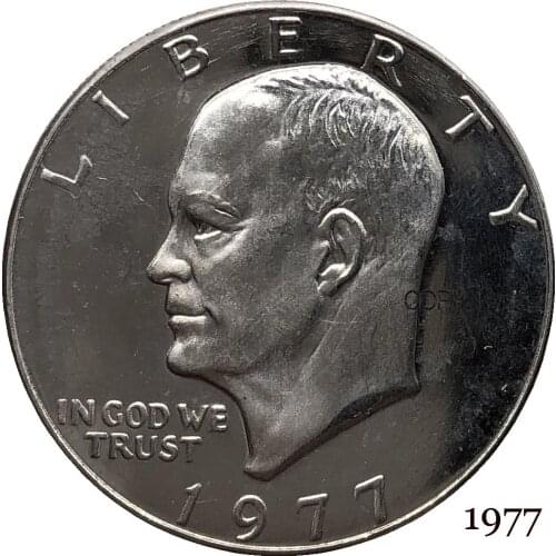 United States America 1977 Liberty In God We Trust US 1 One Dollar President Eisenhower Cupronickel Silver Plated Copy Coin
