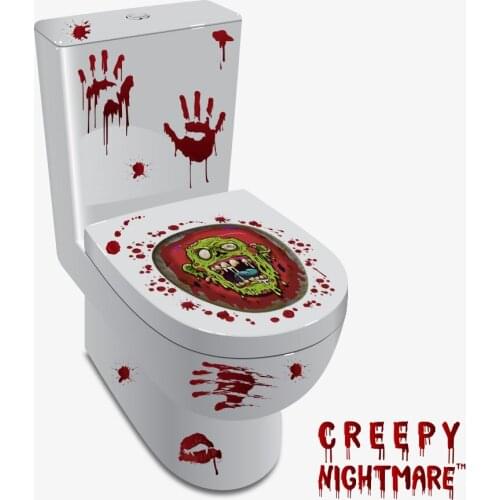 Horror Biochemcial Zombies Toilet Glass Window Sticker Home Decor Removable Halloween Living Room Classroom Decoration Wallpaper