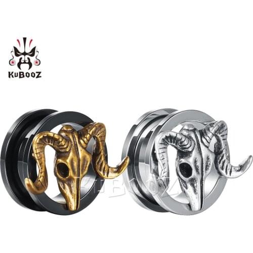 KUBOOZ Vintage Ear Piercing Plugs Tunnels Stainless Steel Studs Screw Body Jewelry Gauges Earrings Fashion Gift For 2PCS 0G 00G