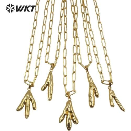 WT-N1222 WKT New Arrival Trendy Pearl Necklace Irregular Pearl With Full Gold Dipped Pendant Necklace Women Fashion Jewelry