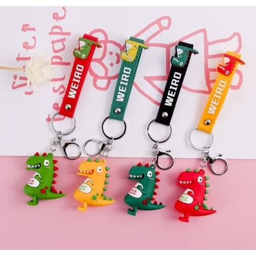 Cartoon Cute Green Dinosaur Keychain for Keys Lovely Key Ring Backpack Decorations Pendant Key Chain Women Bag Charm Gifts