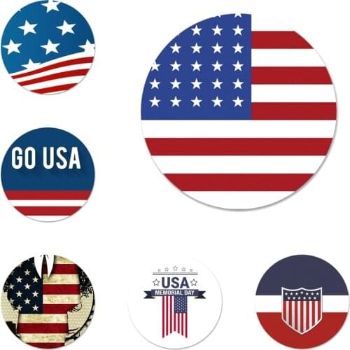 58mm Art Stripe Usa American Flag Icons Pins Badge Decoration Brooches Metal Badges For Backpack Decoration