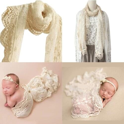 1 Pc Multipurpose Baby Lace Wrap Swaddling Infant Photography Backdrop Props Blanket Dual Purpose Shawl Scarf Accessies
