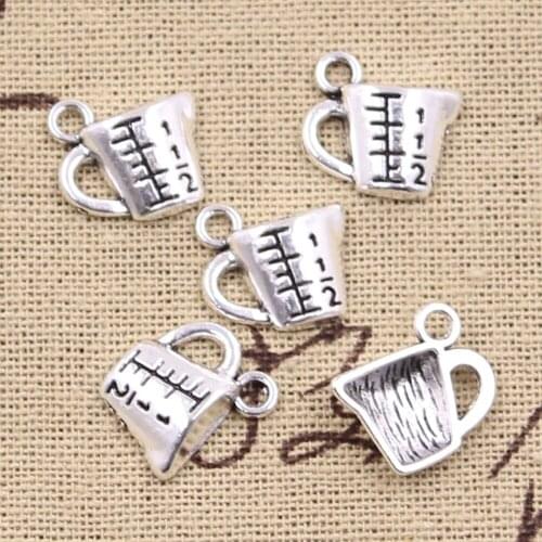 15pcs Charms Counting Cup Measuring Glass 11x15mm Antique Silver Color Pendants Making DIY Handmade Tibetan Finding Jewelry