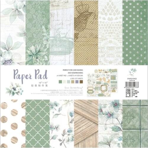 24Pcs Scrapbook Decorative Art Diy Photo Album Background Paper Handmade Origami Paper Pad With Stickers - 10 Inches/6 Inches