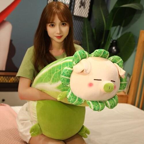 70/90cm Lovely Chinese Cabbage Pig Plush Toy Soft Cartoon Animal Stuffed Doll Comfortable Long Sleeping Pillow Baby Girls Gifts