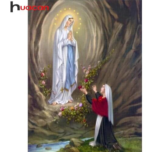 Huacan 5d Diamond Painting Embroidery Virgin Mary Home Decor Diamond Mosaic Christian Religion Wall Stickers